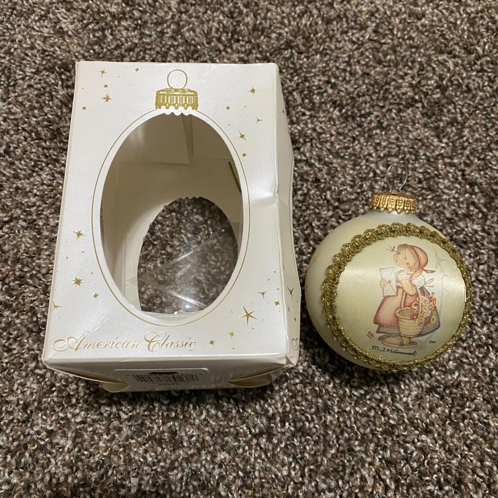 Vintage 1998 M.J. Hummel 2002 Glass Germany Collectibles Christmas Ornament Girl